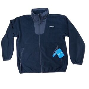 NWT Columbia Fleece Jacket Full Zip Navy Blue Regular Fit Men's Size L